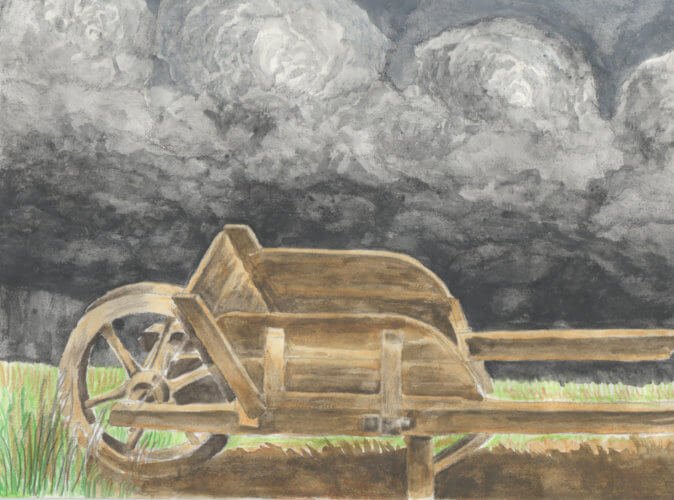 Illustration de l'orage du 3 mai 1827 dans la région de Jemappes. Crédit : Frédéric Godefroid
