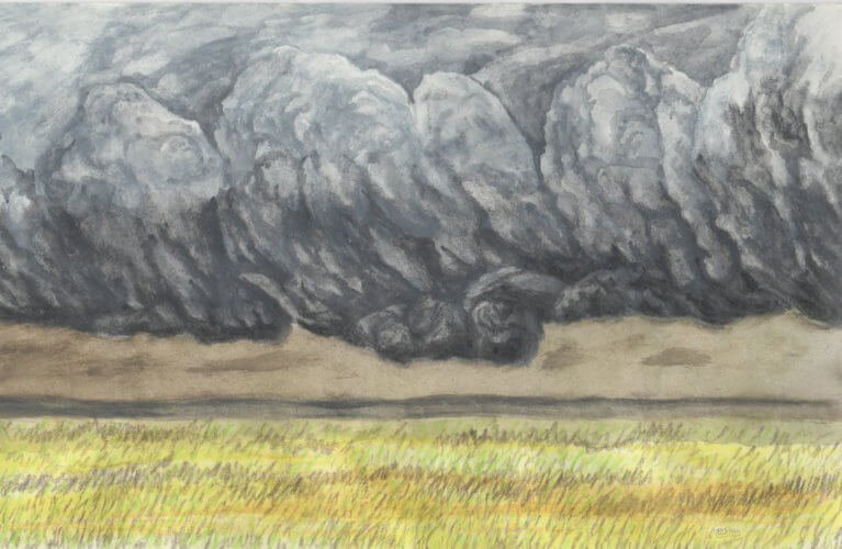 Illustration de l'orage du 13 août 1846, dans le nord de la province de Namur. Crédit : Frédéric Godefroid©Belgorage