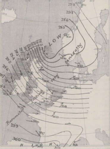 Observations météorologiques du 6 janvier 1892. Source : Met Office
