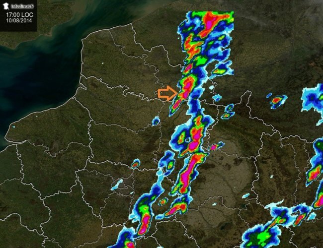 Images radar de 17h00 le 10 août 2014. Source : Infoclimat.