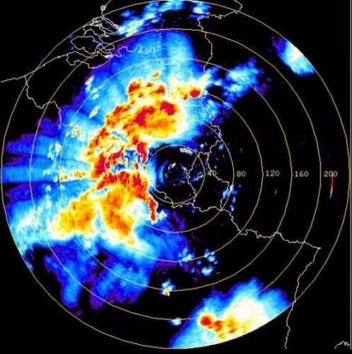 Image radar de Wideumont vers 3h45 le 20 juin 2002 (source : IRM).