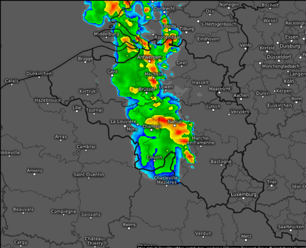Image radar du 4 juin 2019 à 21h00. Source: Kachelmann Wetter.