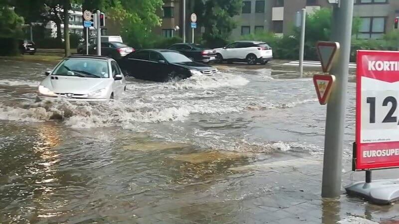 Inondations à Jette (Bruxelles) le 16 août 2020. Crédit photo : Angelo Colabufalo