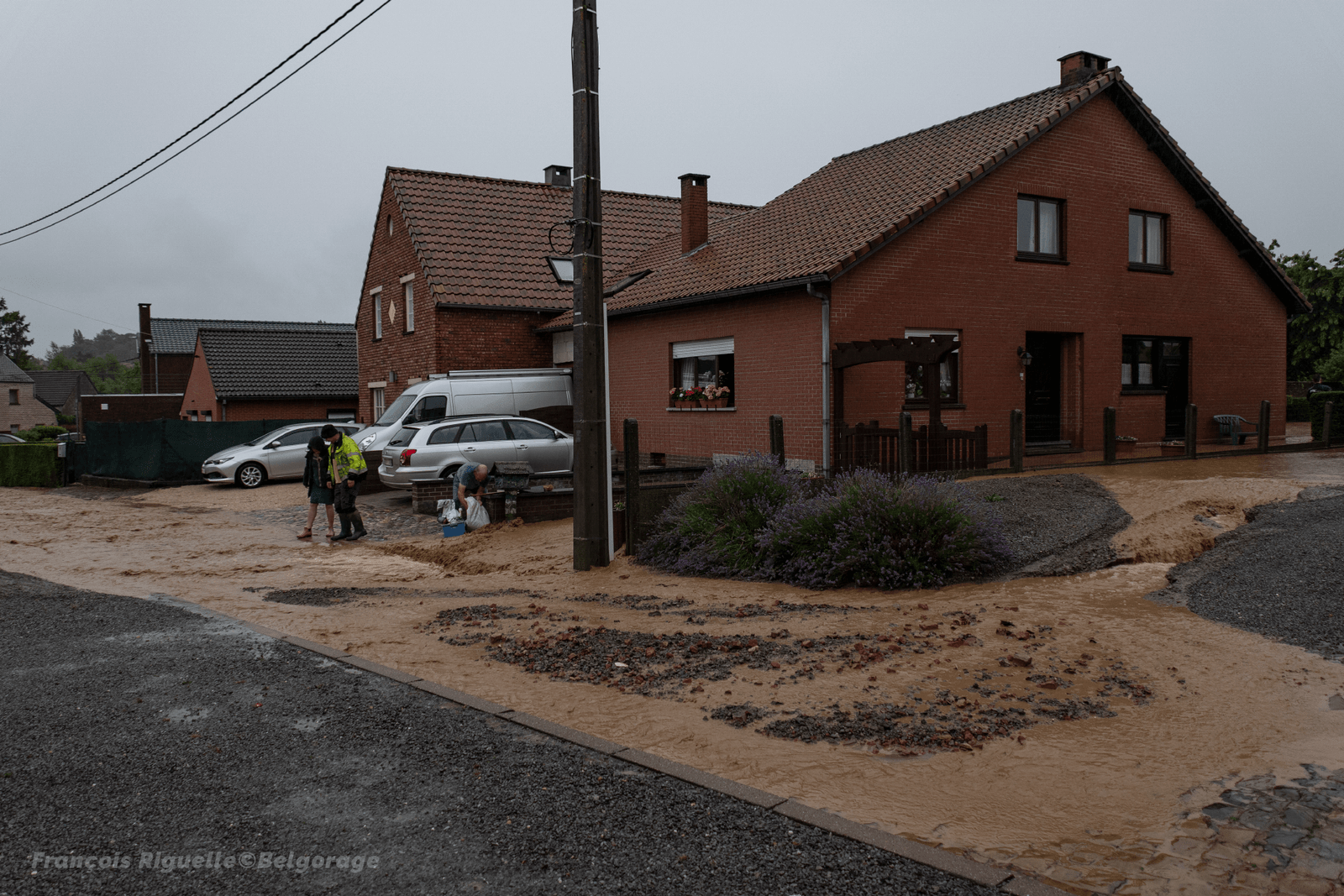 De nombreuses habitations ont été touchées par des coulées de boue le 29 juin 2021, comme ici à Jodoigne, en province du Brabant Wallon.