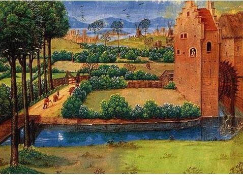 Représentation de la campagne flamande en 1470 de Simon Marmion.