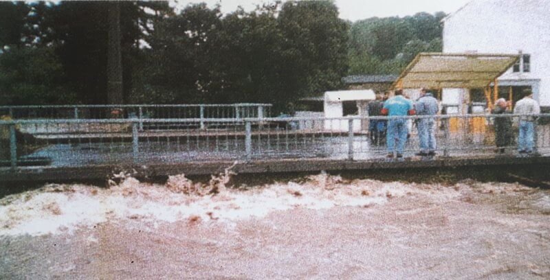 La Berwinne en crue à Dalhem (province de Liège) le 14 septembre 1998. Source : SPW - GISER