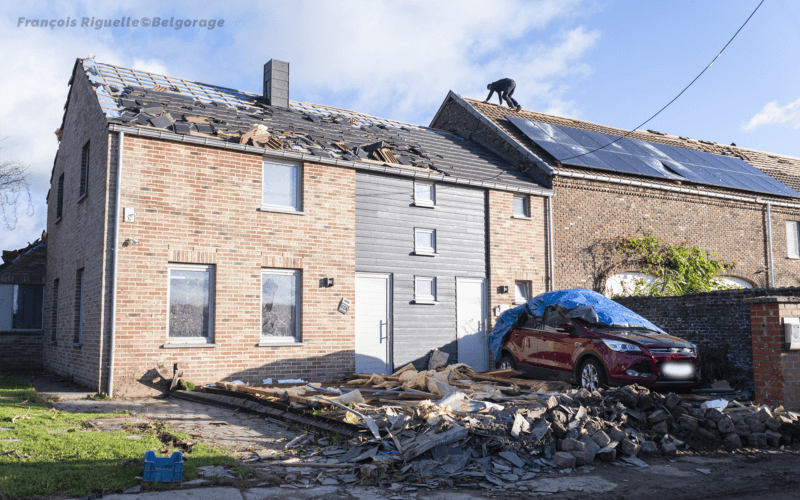 Dégâts observés sur les habitations de la rue de Wavre (19) à Beauvechain. Crédit photo : François Riguelle